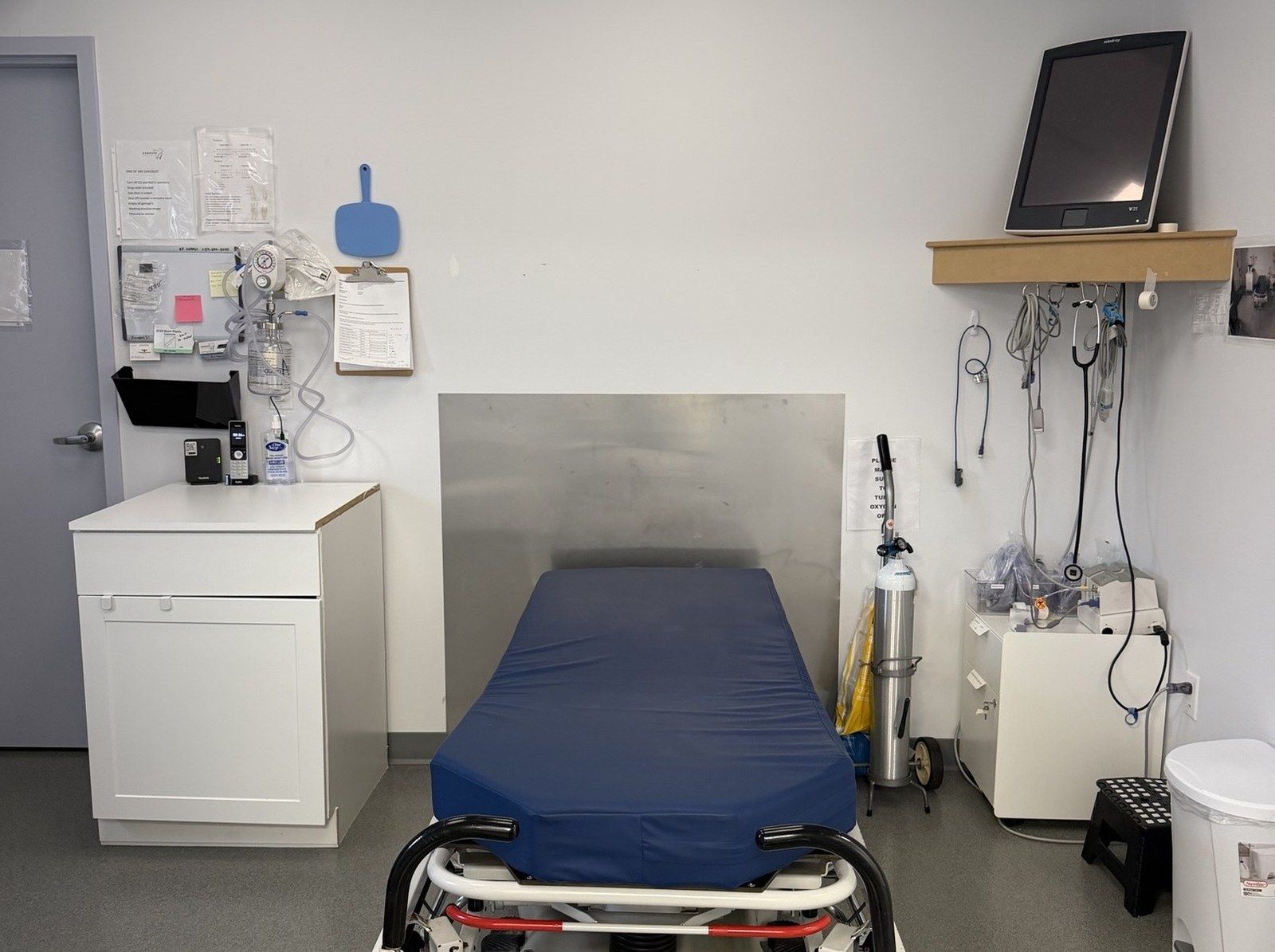 A treatment room at Hanover Dental Sedation set up for IV sedation, with patient monitoring